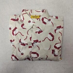 Richfresh Shirt Mens Medium White Floral Rayon Button-Up Regular Casual Spring